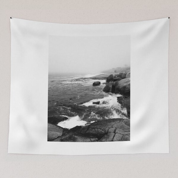 Item preview, Sea Crashing Against Rocks Black and White Photographic Print designed and sold by Mother-Nature65.