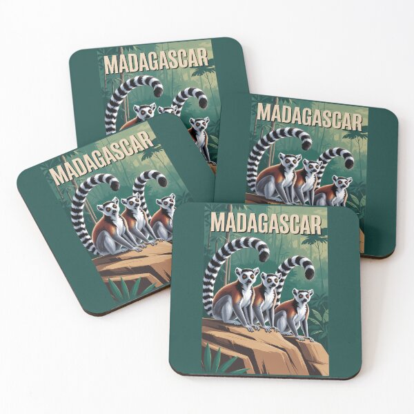 Item preview, Madagascar Lemurs Illustration Travel Art Vintage designed and sold by KrisSidDesigns.