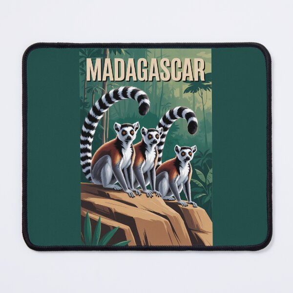 Item preview, Madagascar Lemurs Illustration Travel Art Vintage designed and sold by KrisSidDesigns.