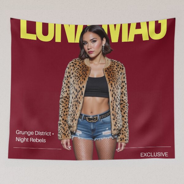 Item preview, Luna Mag Poster – Bold Alt Girl Style, Denim Shorts & Animal Print, Fake Magazine Cover designed and sold by MetaModel Studio.