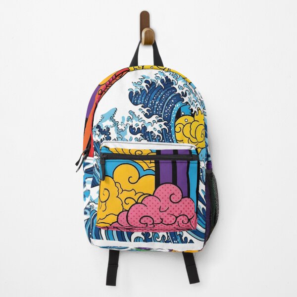 Item preview, Pop Art Great Wave Ukiyo-e Style | Vibrant Rainbow Striped Ocean Art | Neo-Japanese Comic Book Design designed and sold by Badis Mardessi.