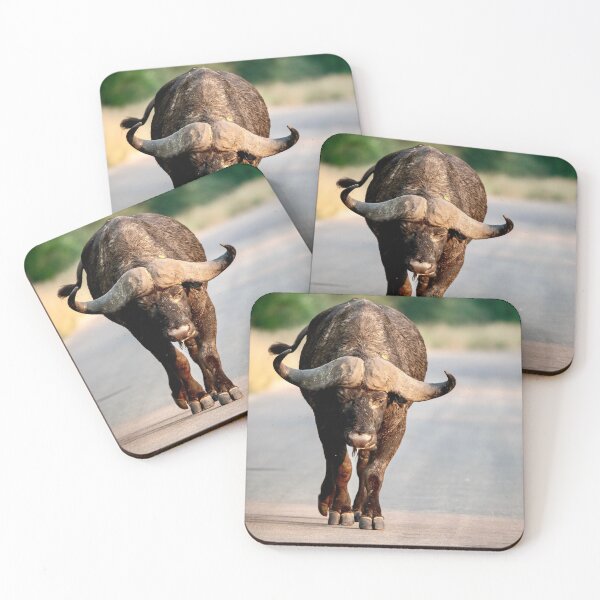 Item preview, African Buffalo on the Road, Lone Cape Buffalo Bull Walking Straight Toward You designed and sold by DavideAntoniani.
