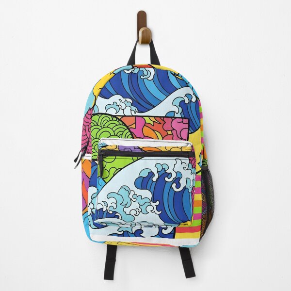 Item preview, Abstract Japanese Pop Art Waves Collage | Ukiyo-e Style Ocean & Colorful Stripes | Maximalist Aesthetic Design designed and sold by Badis  Mardessi.
