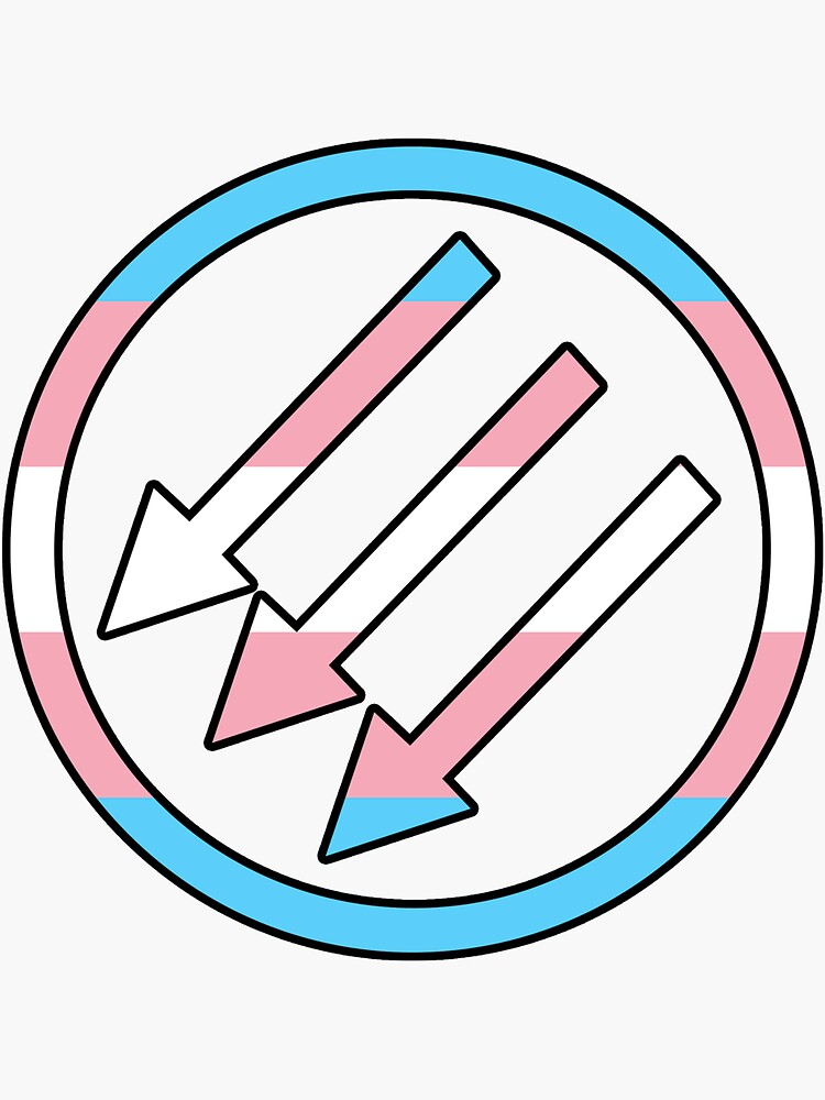 Thumbnail 3 von 3, Sticker, IRON FRONT TRANS QUEER LGBTQ DREI PFEILE ANTIFA AUFKLEBER designt und verkauft von teenxsuicide.