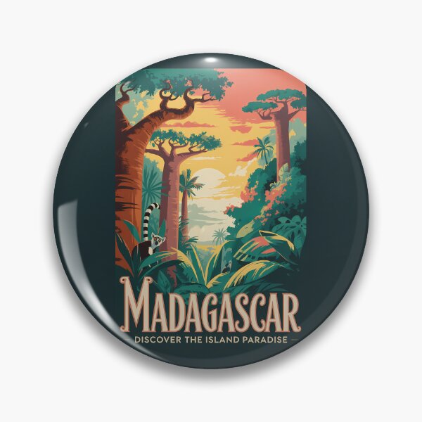 Item preview, Madagascar Lemur Baobabs Illustration Travel Art Vintage designed and sold by KrisSidDesigns.