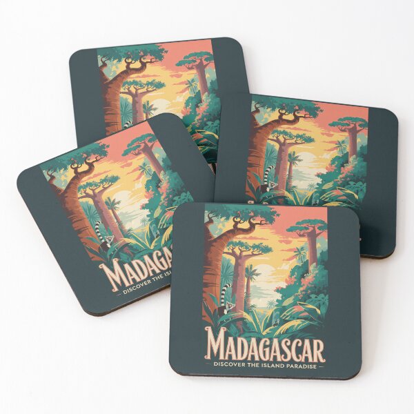 Item preview, Madagascar Lemur Baobabs Illustration Travel Art Vintage designed and sold by KrisSidDesigns.
