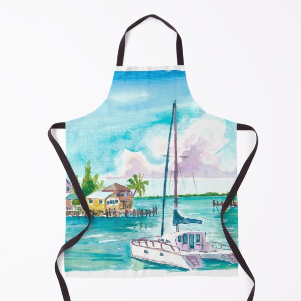 Item preview, Bahamas Harbour Scene with Sailboat and Pastel Houses designed and sold by artshop77.