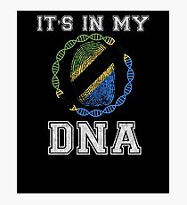 Tanzania Its In My Dna Gift For Tanzanian From Tanzania - DNA Strand and Thumbprint With Tanzania Flag Photographic Print