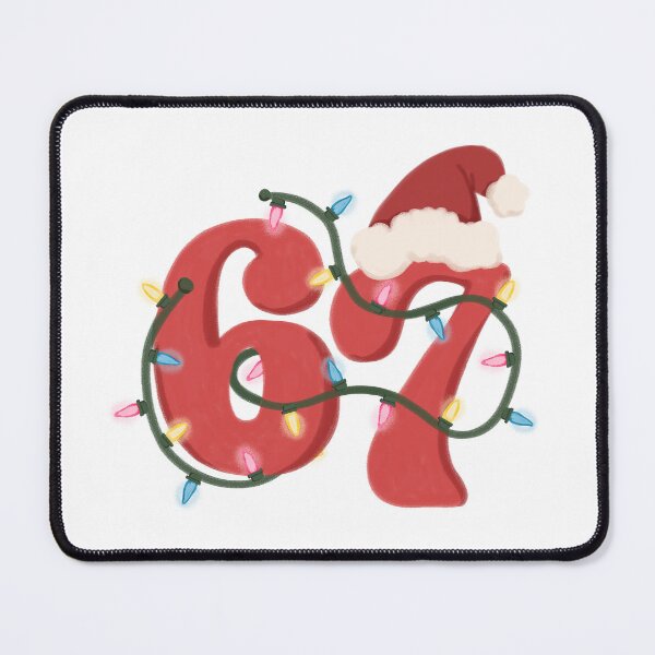 Item preview, 6 7 Hand Sign PNG, Christmas Santa Hat Design, Blinking Lights Border, Pastel Texture designed and sold by LovPrime.