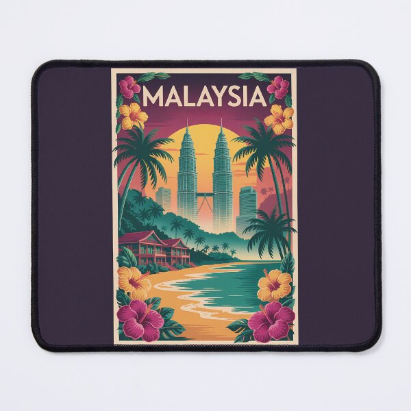Item preview, Malaysia Landscape Illustration Travel Art Vintage designed and sold by KrisSidDesigns.
