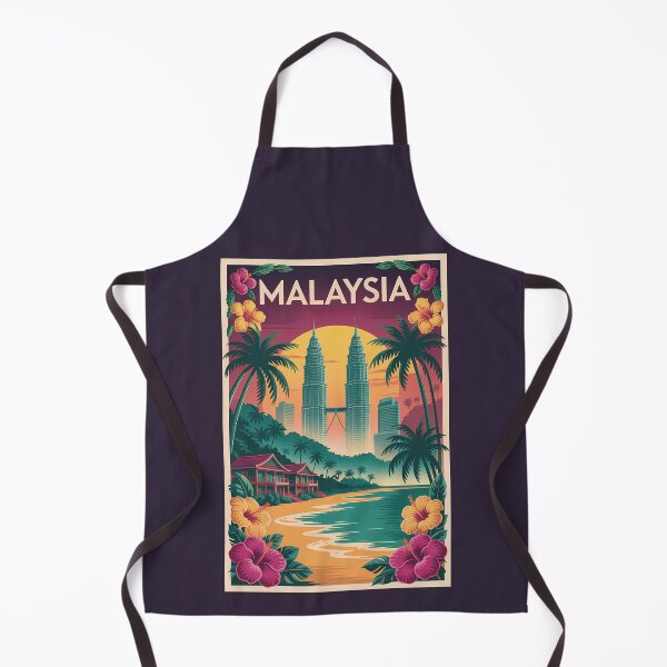 Item preview, Malaysia Landscape Illustration Travel Art Vintage designed and sold by KrisSidDesigns.