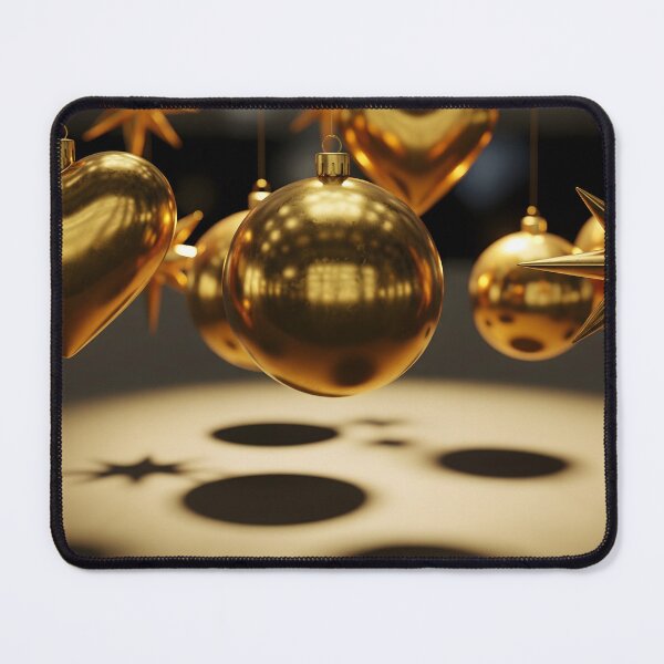 Item preview, Close-up of Floating Gold Christmas Ornaments Casting Shadows designed and sold by homydesign.