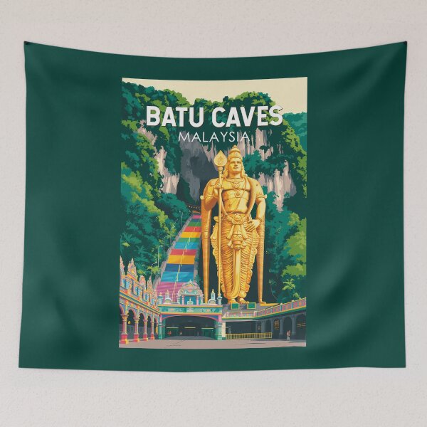 Item preview, Batu Caves Malaysia Illustration Travel Art Vintage designed and sold by KrisSidDesigns.