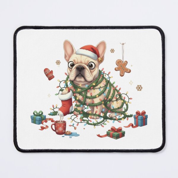 Item preview, Tangled Lights Frenchie In Stocking designed and sold by zoughlal.