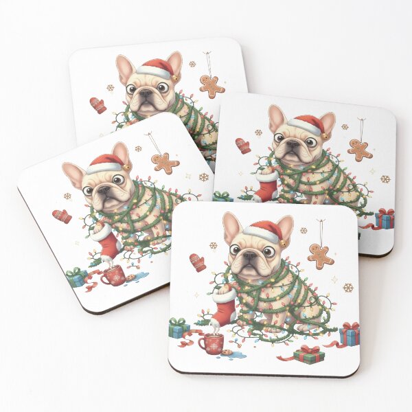 Item preview, Tangled Lights Frenchie In Stocking designed and sold by zoughlal.