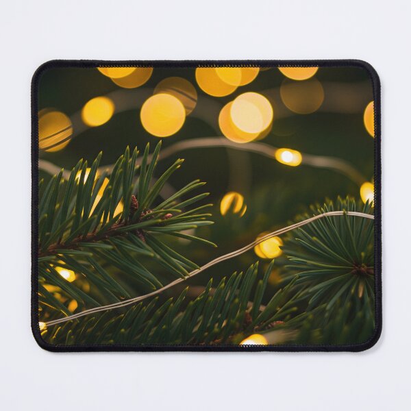 Item preview, Close-up of Pine Needles with Golden String Lights designed and sold by homydesign.