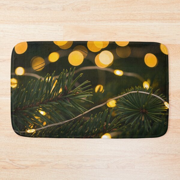 Item preview, Close-up of Pine Needles with Golden String Lights designed and sold by homydesign.