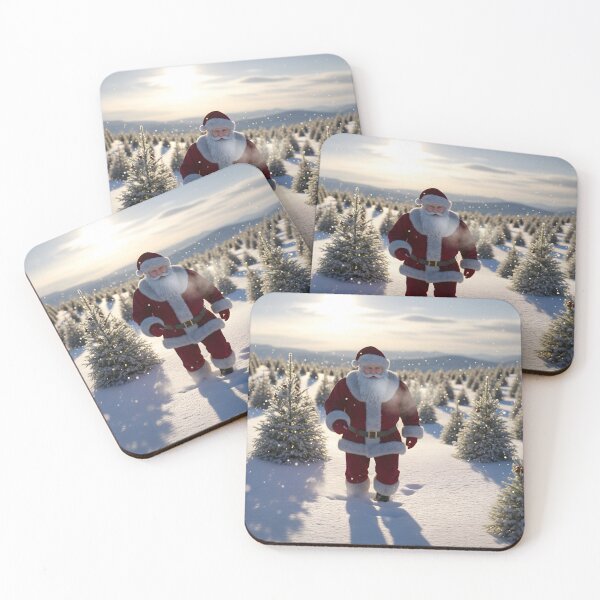 Item preview, Santa Claus walking through a vast snow-covered christmas tree forest designed and sold by homydesign.