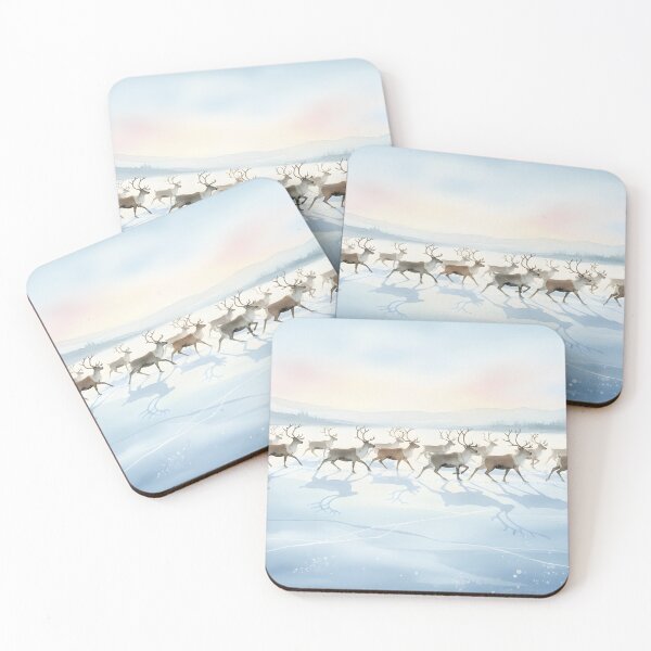 Item preview, Herd of reindeer running across a vast frozen winter landscape designed and sold by homydesign.