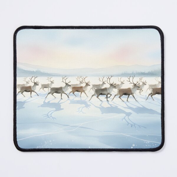 Item preview, Herd of reindeer running across a vast frozen winter landscape designed and sold by homydesign.