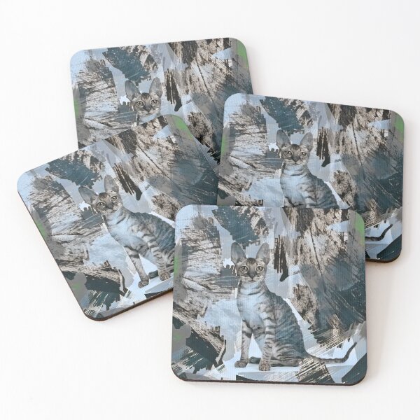 Item preview, COLD NOVEMBER STORMS - CAT IN SHADES OF PASTEL BLUE, GREY, TAUPE, GREEN AND BEIGE designed and sold by Most1234.