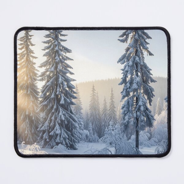 Item preview, Snow Covered Pine Trees in a Winter Forest at Sunrise designed and sold by homydesign.