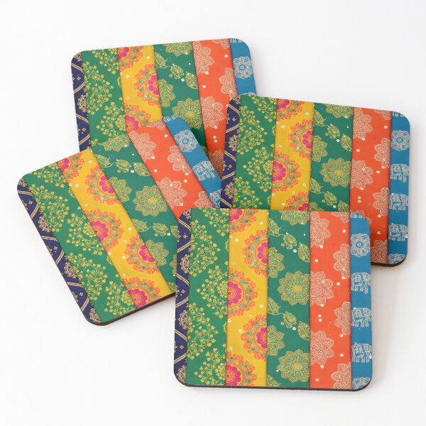 Item preview, Vertical Stripes of Vibrant Indian Fabric Patterns designed and sold by homydesign.