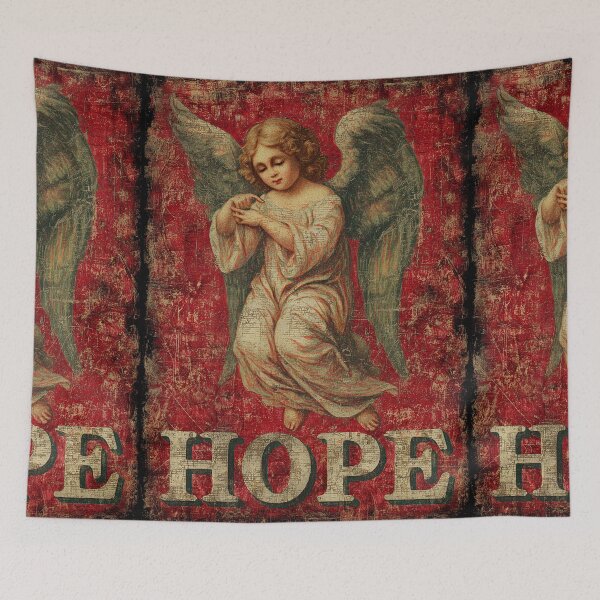 Item preview, A small angel on a red background signifies gentle hope. designed and sold by Piotrek0001.