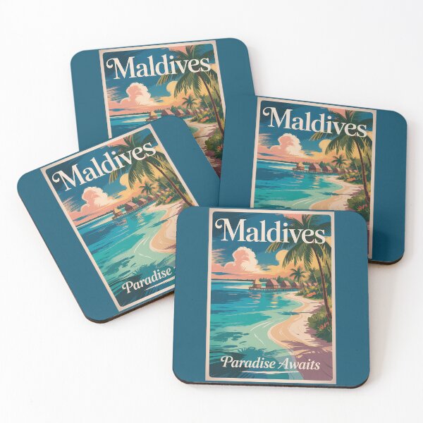 Item preview, Maldives Beach Illustration Travel Art Vintage designed and sold by KrisSidDesigns.