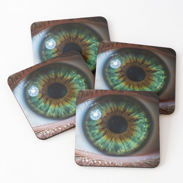 Item preview, Extreme macro close-up of a human eye with hazel and green iris designed and sold by homydesign.