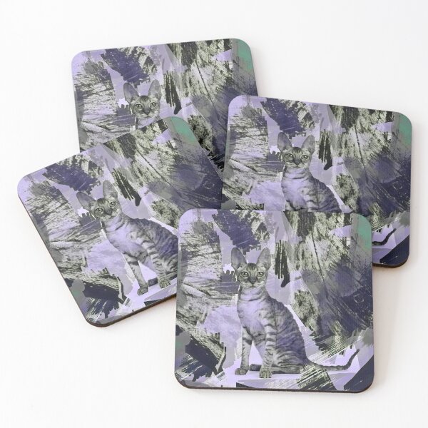 Item preview, COLD NOVEMBER STORMS - CAT IN SHADES OF PASTEL PURPLE, TAUPE, GREEN AND BEIGE designed and sold by Most1234.