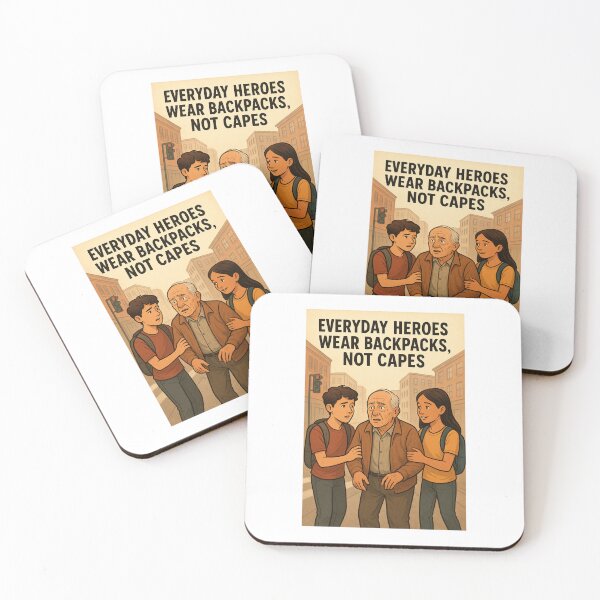 Item preview, Everyday Heroes Wear Backpacks Not Capes — Heartwarming Teens Helping Senior Artwork designed and sold by WhimsyByPaul.redbubble.com.