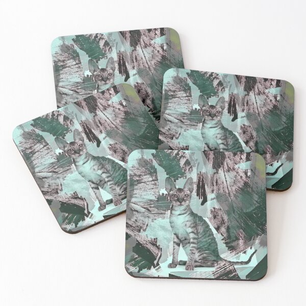 Item preview, COLD NOVEMBER STORMS - CAT IN SHADES OF CYAN, TAUPE, GREEN, BEIGE AND BROWN designed and sold by Most1234.