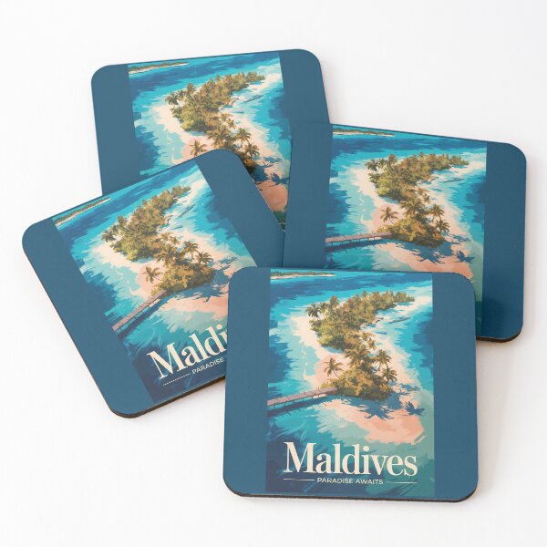 Item preview, Maldives Landscape Illustration Travel Art Vintage designed and sold by KrisSidDesigns.
