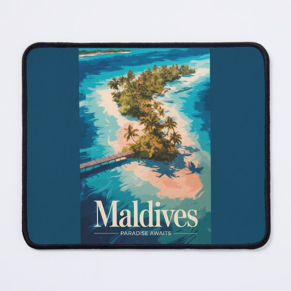 Item preview, Maldives Landscape Illustration Travel Art Vintage designed and sold by KrisSidDesigns.