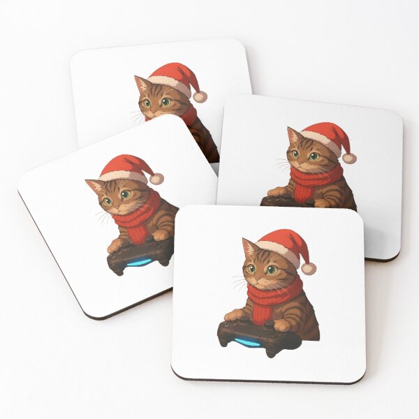 Item preview, Cat gamers in Christmas outfits designed and sold by PantherKivv.