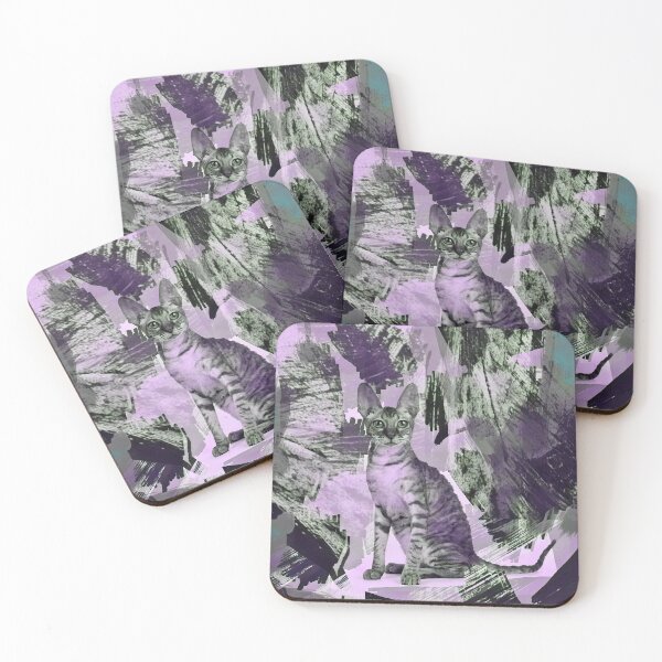 Item preview, COLD NOVEMBER STORMS - CAT IN SHADES OF PASTEL VIOLET, PURPLE, TEAL, BROWN AND MAUVE designed and sold by Most1234.