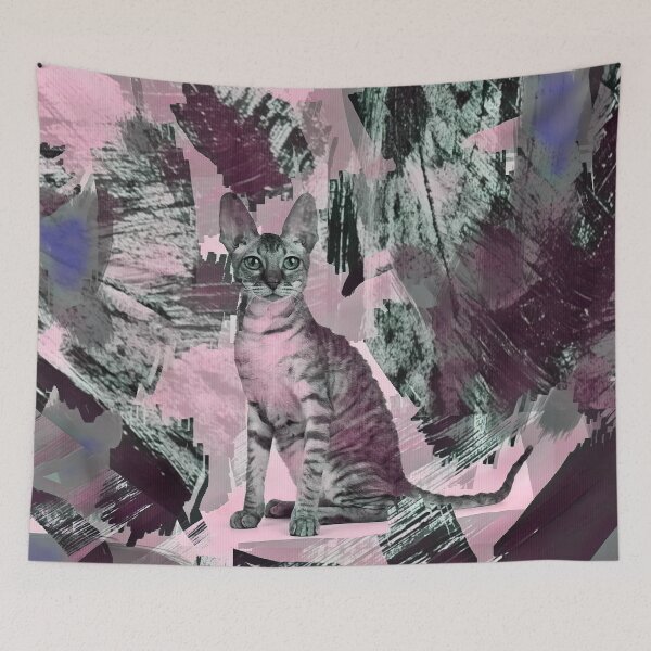 Item preview, COLD NOVEMBER STORMS - CAT IN SHADES OF PASTEL PINK, VIOLET, PURPLE, BURGUNDY AND TAUPE designed and sold by Most1234.