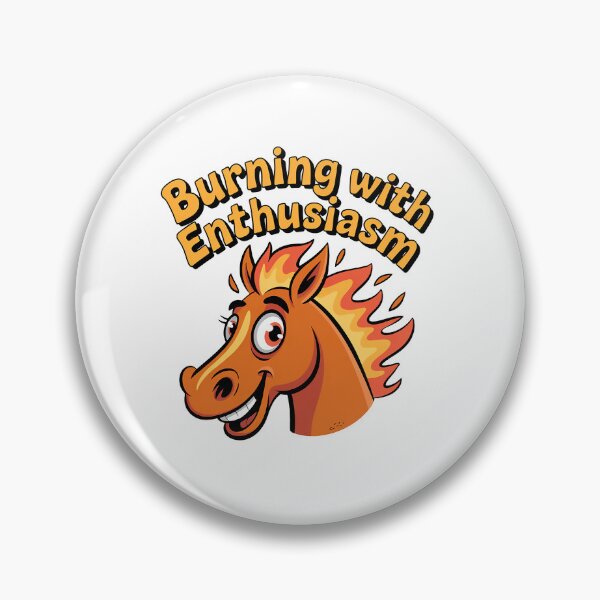 Item preview, Burning with Enthusiasm! Happy Cartoon Fire Horse Head designed and sold by Drevorezkin.
