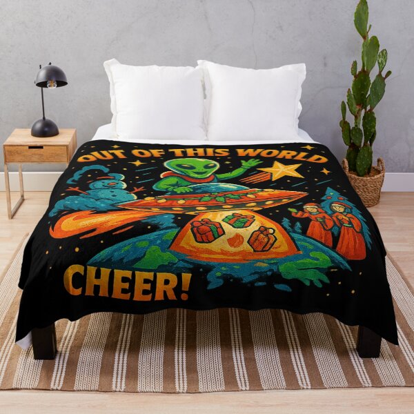 Item preview, Out of This World Cheer – Alien UFO Christmas Gift Drop Design designed and sold by AddictiveDesign.