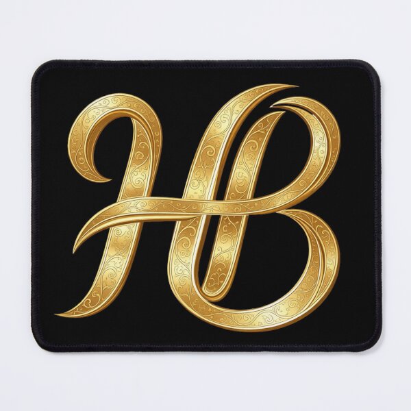 Item preview, HB Gold Monogram – Elegant Golden Yellow Initials on Transparent designed and sold by GuffyGlowVault.