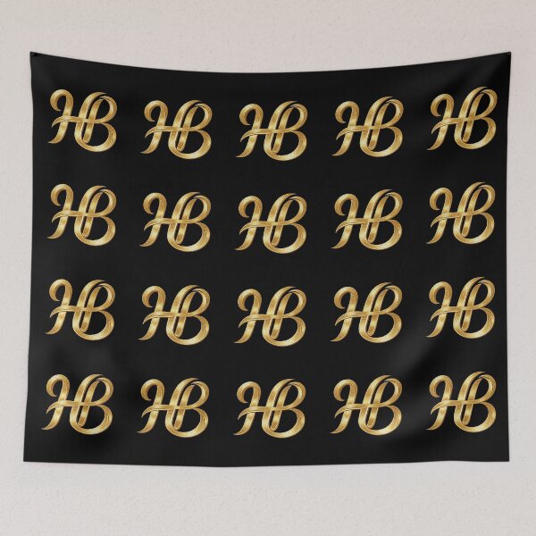 Item preview, HB Gold Monogram – Elegant Golden Yellow Initials on Transparent designed and sold by GuffyGlowVault.