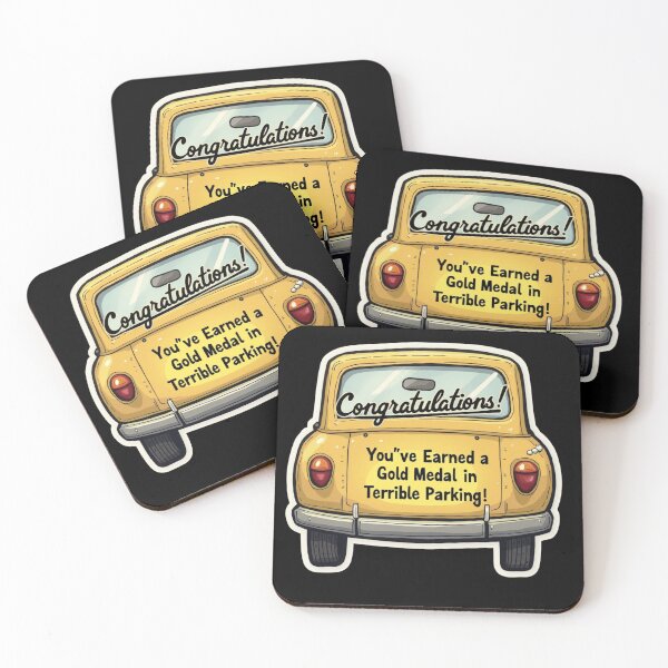 Item preview, Yellow Cartoon Car Gold Medal Parking Sticker designed and sold by GiftLore Studio.