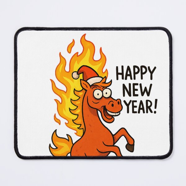 Item preview, Happy New Year! Funny Flaming Horse in Santa Hat designed and sold by Drevorezkin.