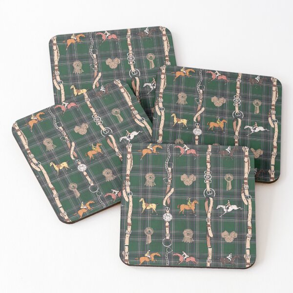 Item preview, Elegant Horse Riders Belts Bows on Green Plaid designed and sold by tanjica.