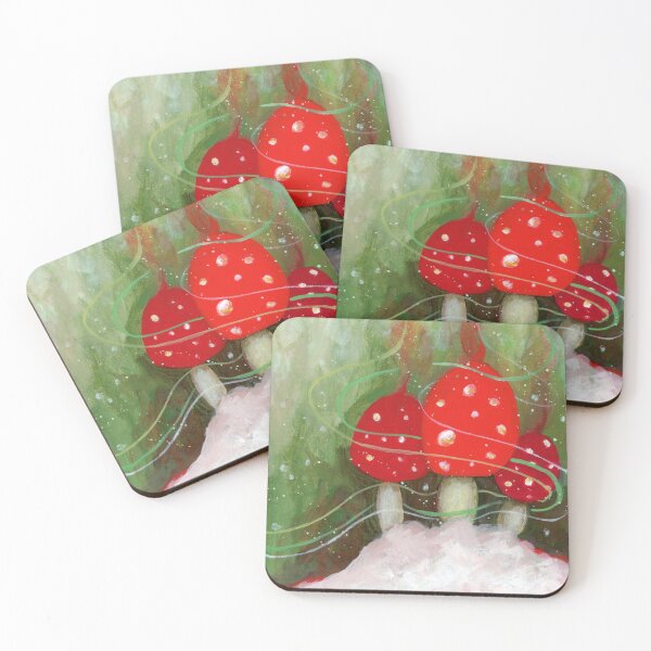 Item preview, Holiday Mushrooms Painting designed and sold by ArtByKiraQuinn.