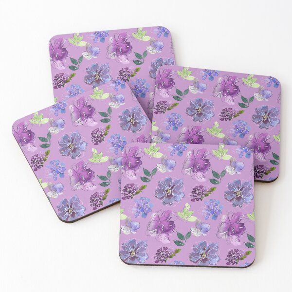Item preview, Contemporary Blue-Violet Floral Pattern On Lilac Background designed and sold by DEC02.