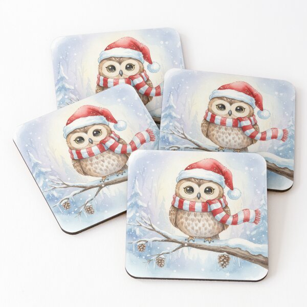Item preview, Christmas Owl On a Snowy Pine Branch designed and sold by Maria Dryfhout.