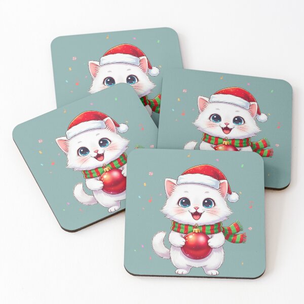 Item preview, Merry & Bright Cat with Bauble | Cute Kitten Holding Christmas Ornament designed and sold by E-SarnEdge.