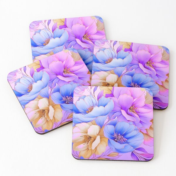 Item preview, Dreamy Pink-Lilac, Aqua, And Yellow Floral Art designed and sold by DEC02.